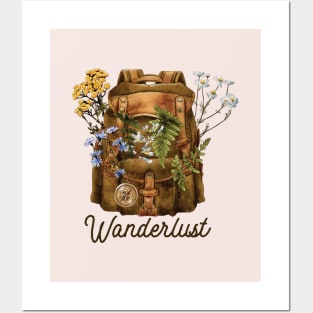 Wanderlust Floral Backpack Posters and Art